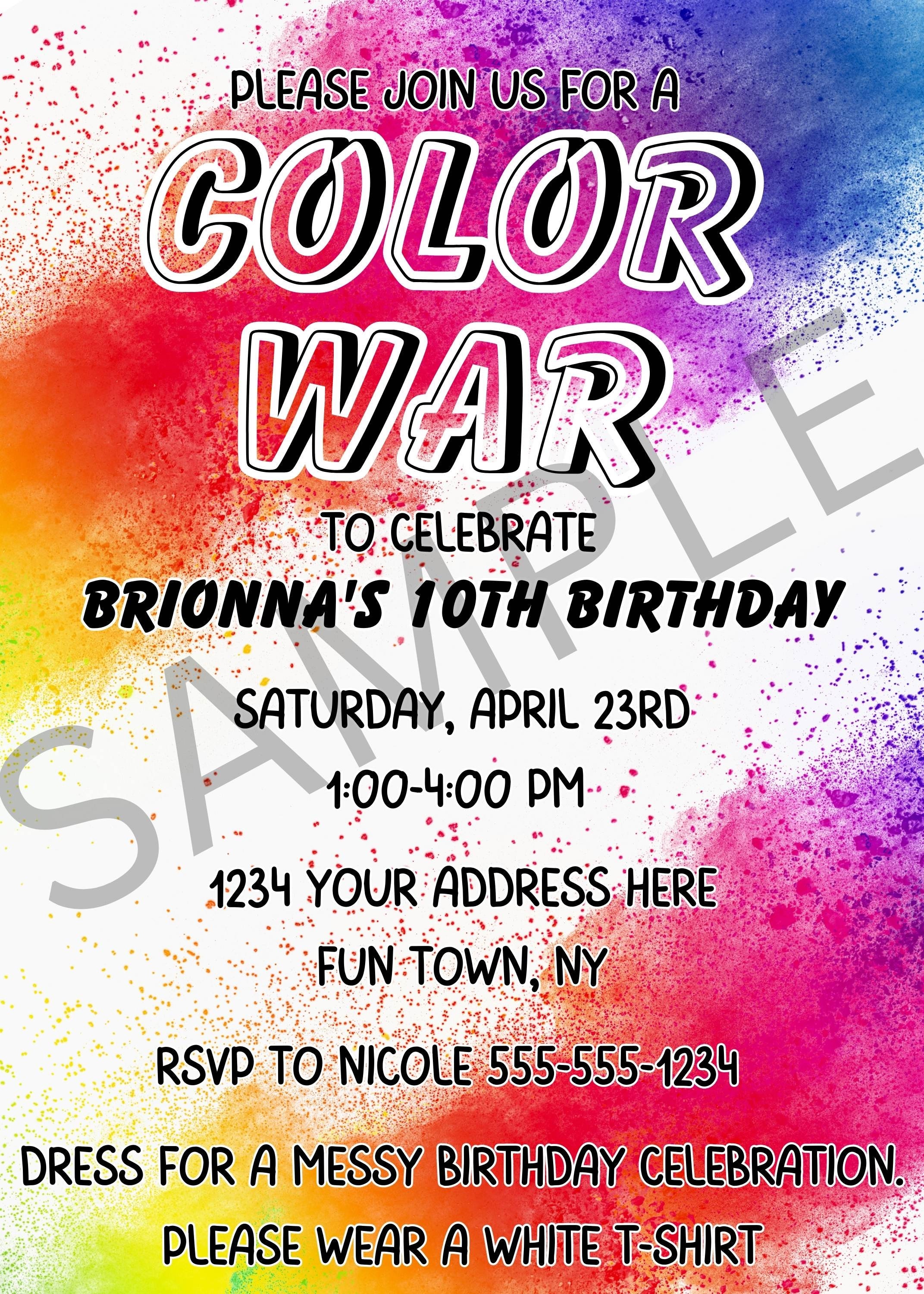 Color War Birthday Invitation - Etsy