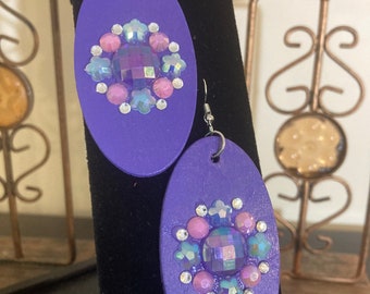 Wood Earrings in Purple