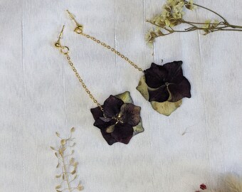 Dried flower earrings - dried flower jewelry - women's gift jewelry - hydrangea flower - Mother's Day