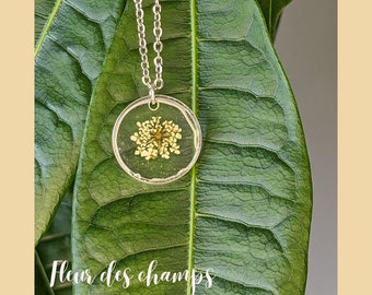 Natural flower pendant necklace - wildflower - dried flower bracelet - women's gift - flower jewelry - silver - gold - Mother's Day