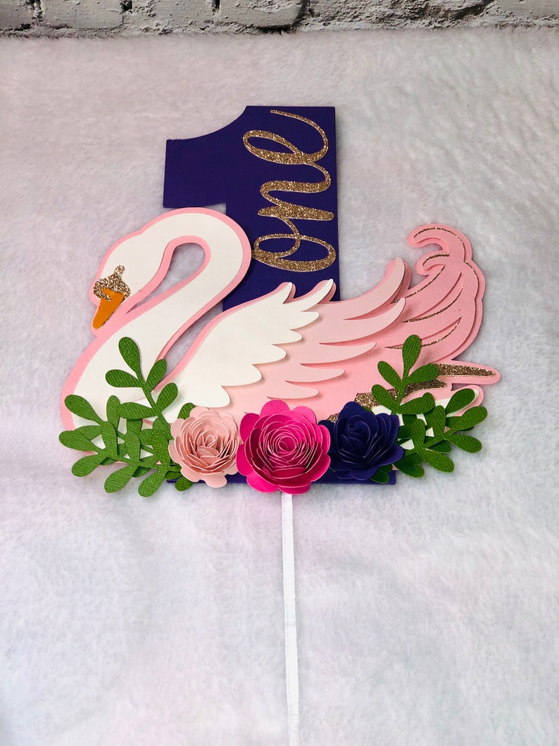 Swan Cake Topper Swan Birthday Swan Party Decor.