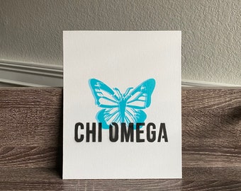 Chi Omega Butterfly Painting 8x10in