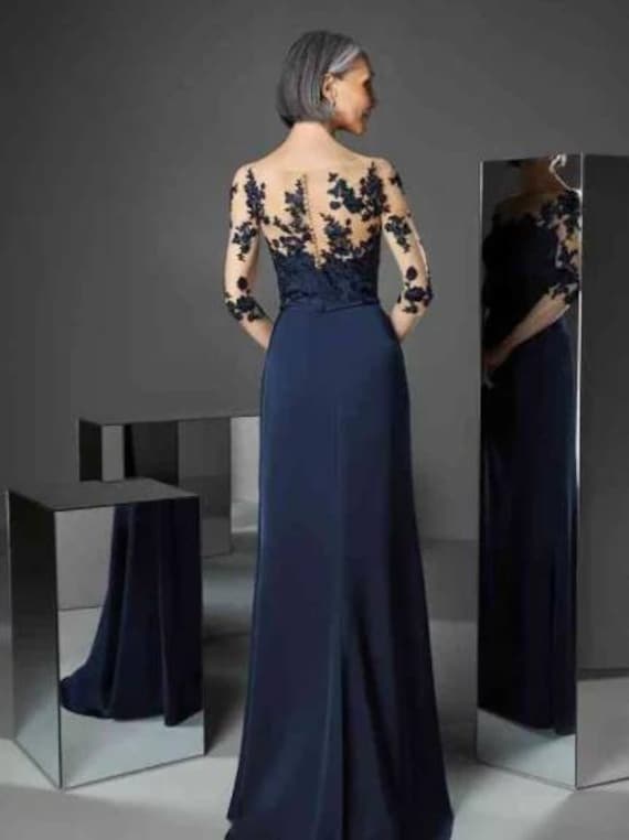 Navy lace mother of the bride dress top