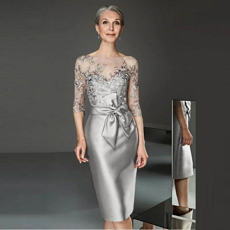 Handmade Satin Mother of the Bride Dress in Silver or - Etsy UK