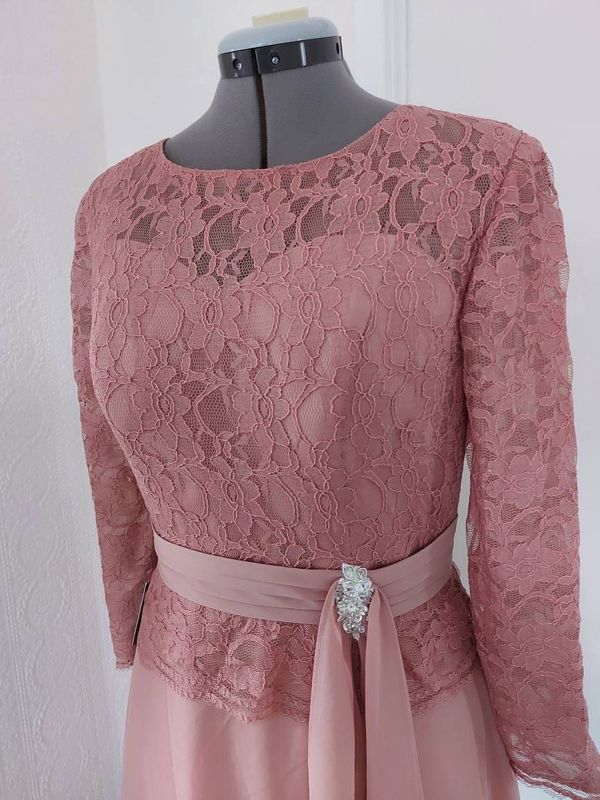 Handmade Pale Pink Lace Tea Length Mother of the Bride Dress - Etsy UK