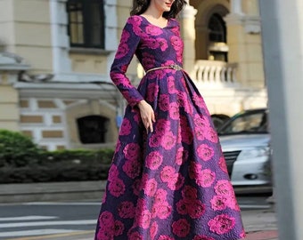 Handmade Pink Jacquard A-line mother of the bride, groom midi dress with midi sleeves, Mother of the Groom dress