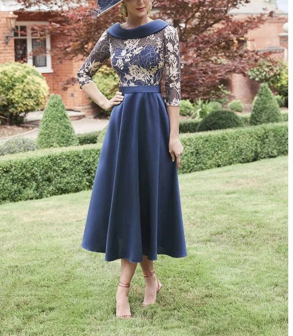 navy mother of the bride dress