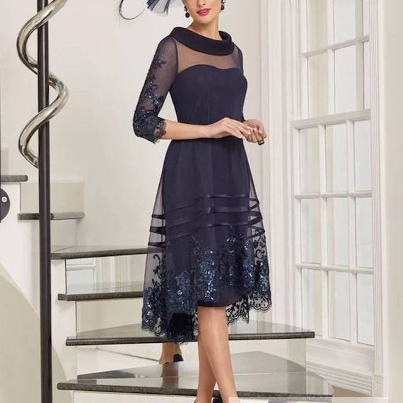 navy mother of the bride dress