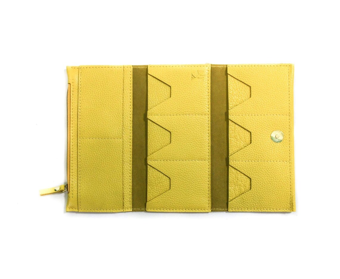 Yellow Leather Wallet handmade leather wallet womens leather Etsy