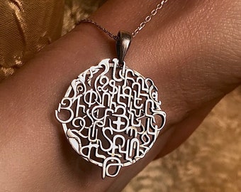Handmade  sterling silver pendant with Armenian alphabet