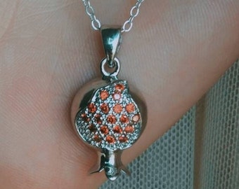 Sterling silver Handmade Armenian pomegranate pendant with chain