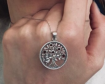 Sterling silver necklace tree of life