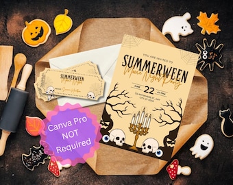 Summerween Digital Invitation & Movie Night Ticket Stubs | Summer Halloween Movie Night Virtual Printable Invite | Personalised Design