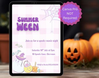Summerween Digital Invitation | Summer Halloween Movie Night Virtual Printable Invite | Personalised Design