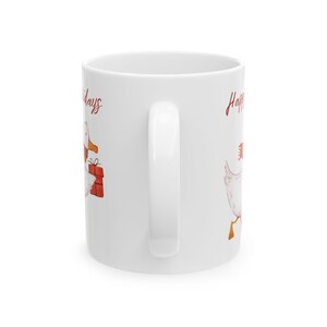 Keramische mok vakantie eend, koffiekopje kerst, theemok Happy Holidays, leuk vakantiecadeau eend, feestelijk eend keukendecor afbeelding 5