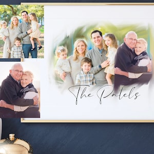 Portrait Painting From Photo, Drawing Family Portrait From Merging Multiple Photos, Anniversary Gift for Parents, Loss of Loved Ones Gifts image 1