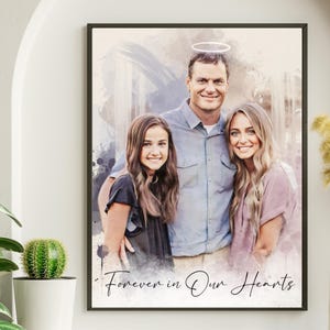 Ritratto commemorativo personalizzato, regalo per la perdita del padre per la figlia, arte del ricordo, ricordo di condoglianze, regalo in amorevole ricordo, regalo commemorativo per lei