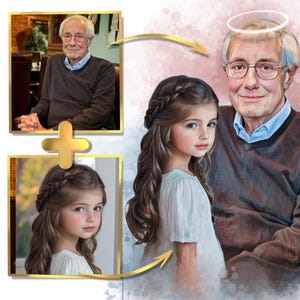 Regalo per la perdita del nonno, aggiungi la persona cara defunta alla foto, aggiungi la persona alla foto, unisci le immagini, dipinto commemorativo, regalo commemorativo per papà e mamma
