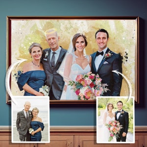 Personalized Watercolor Wedding Anniversary Portrait Commission, Custom Memorial Picture with Lost Loved Ones, Bereavement Gift for Family