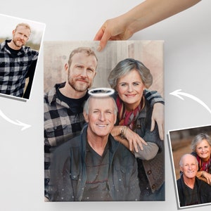 Dipinto commemorativo personalizzato per la famiglia, ritratto da foto, regalo di condoglianze per la perdita di una persona cara, foto di riunione di famiglia, regalo per la mamma scomparsa