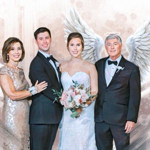 Immagine personalizzata del matrimonio con la persona deceduta, dipinto del giorno del matrimonio con i genitori, dipinto commemorativo con la persona cara, regalo commemorativo per il marito