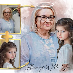 Unisci le foto dei cari defunti, ritratto commemorativo da una vecchia foto, regalo personalizzato per la perdita della nonna, combina le foto, regalo commemorativo per la mamma