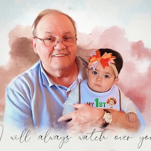 Personalized Wall Art Dad and Daughter, Picture with Deceased Person, Dad Birthday gift, Family portrait, fathers day art