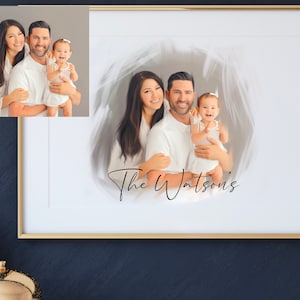 Portrait Painting From Photo, Drawing Family Portrait From Merging Multiple Photos, Anniversary Gift for Parents, Loss of Loved Ones Gifts image 7