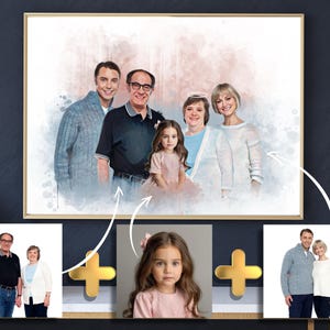 Aggiungi la persona cara defunta alla foto di famiglia, ritratto del ricordo dalla foto, ricordo commemorativo, unisci la foto della persona cara, regalo commemorativo per papà e mamma