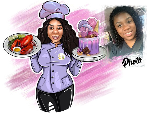 Chef Cartoon Logo Design Cartoon Portrait Logo Custom Etsy