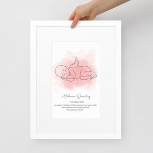 Arte personalizado de la línea del bebé ángel, regalo de pérdida infantil, arte del aborto espontáneo, recuerdo del bebé ángel, regalo conmemorativo para ella, obra de arte del bebé nacido muerto