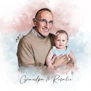 Ritratto personalizzato del nonno, ritratto artistico personalizzato disegnato a mano, regalo di compleanno del nonno, regalo per la festa del papà per il nonno, regalo dai nipoti