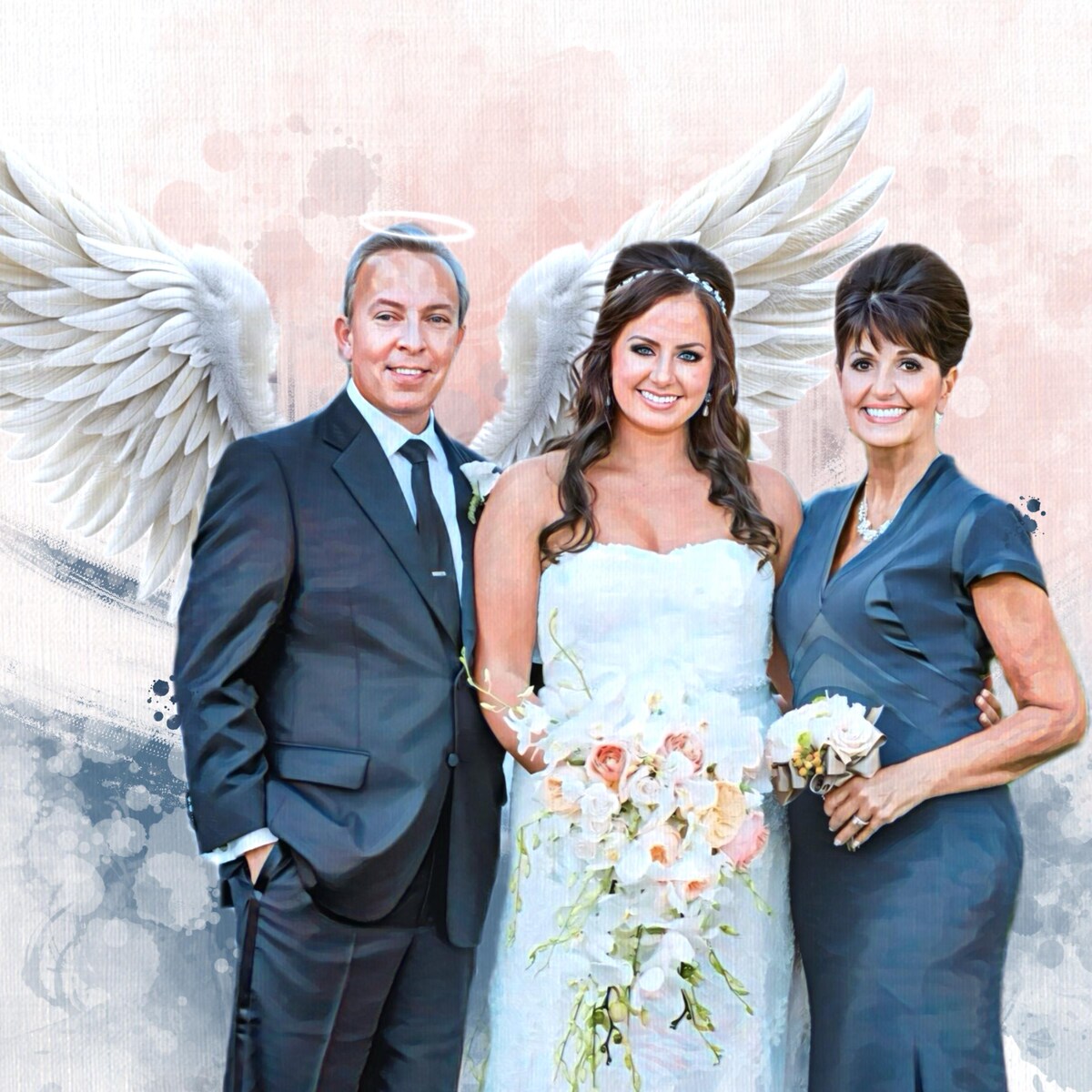 Custom Day of Wedding Painting With Parents, Memorial Painting With Loved Ones, Wedding Gift for Friends, Memorial Gift for Husband Mom - Etsy