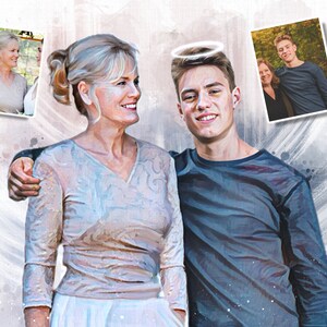 Personalisiertes Erinnerungskunst-Geschenk für Mutter, Familienporträt mit verstorbener geliebter Person, kombinieren Sie Fotos, Verlust des Bruders, der Geschenk für Familie trauert