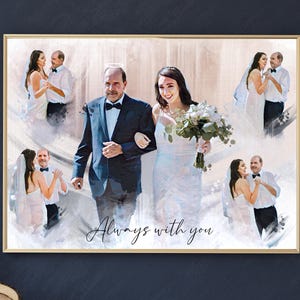 Ritratto di matrimonio personalizzato con i genitori, dipinto commemorativo della sposa e del padre, regalo di nozze personalizzato per gli amici, regalo commemorativo per la sposa