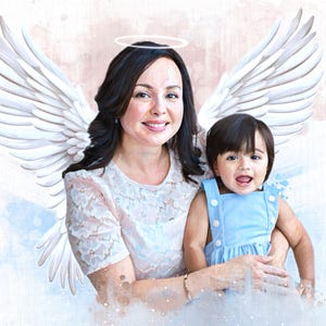 Perdita di una persona cara, regalo per neonato per la perdita della nonna, aggiungi la persona cara defunta alla foto, combina le foto, ritratto di famiglia, regalo commemorativo