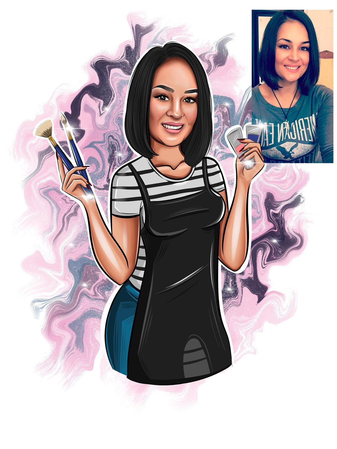 Nail Artist Cartoon Logo Cartoon Portrait Logo Nail tech | Etsy