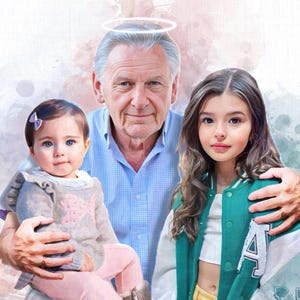 Dipinto personalizzato per la perdita del nonno e dei nipoti, aggiungi la foto della persona cara defunta al ritratto di famiglia, unisci le foto, regalo commemorativo per la mamma