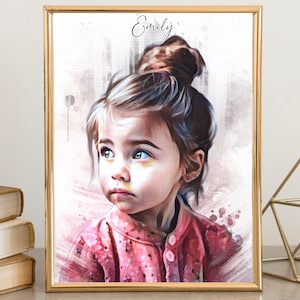 Custom Baby Portrait From Photo, First Birthday Kid Portrait, Newborn Gift for New Mom, 1st Birthday Girl Gift, Mothers Day Gift for Mom