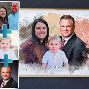 Portrait Painting From Photo, Drawing Family Portrait From Merging Multiple Photos, Anniversary Gift for Parents, Loss of Loved Ones Gifts image 3