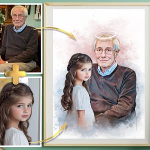 Combina foto, aggiungi la persona cara defunta alla foto, aggiungi persona alla foto, dipinto commemorativo, regalo per la perdita del nonno, regalo commemorativo per papà e mamma