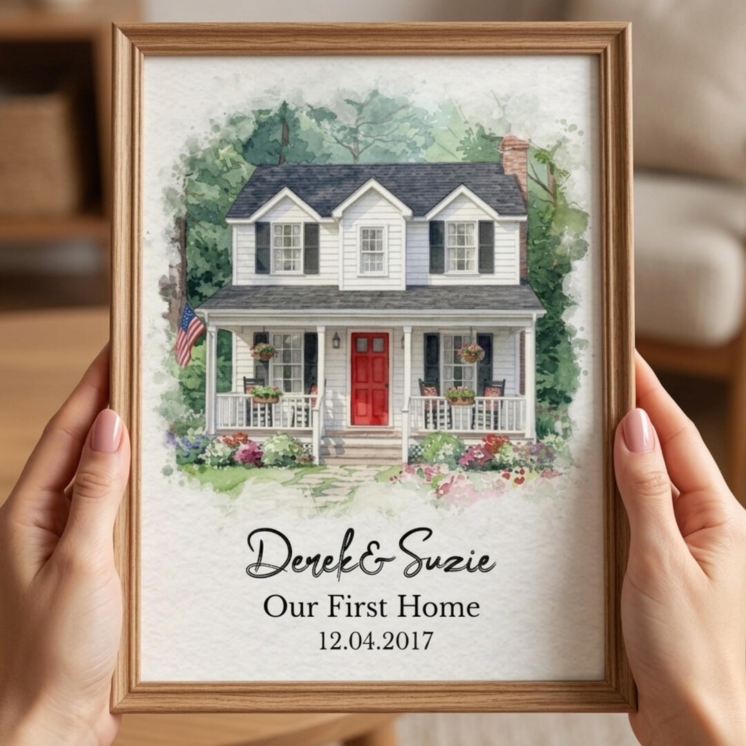Custom Watercolor House Portrait, New Home Print Gift, Personalized ...
