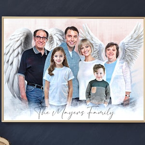 Dipinto commemorativo per foto diverse, aggiungi la persona cara defunta alla foto, ritratto da foto, combina immagini, regalo commemorativo per mamma e papà