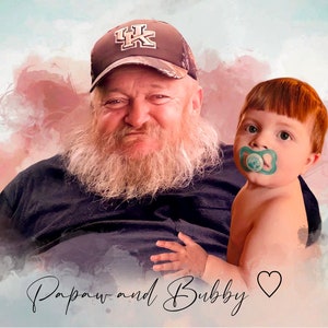 Fathers Day Gift From Daughter, Fathers Day Gift From Son, Portrait From Photo, Custom Memorial Family Portrait, Symphaty Dad Gift