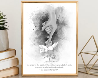 Personalised Angel Baby Hand Keepsake, Stillborn Baby Gift For Mother, Miscarriage Memorial Art, Miscarriage Memories, Baby Angel, Baby Loss