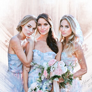 Personalised Wedding Gift, Bridesmaids Portrait Painting, Bridesmaid Gift, Bridal Party Gift, Memorial Bride Gift, Custom Bridal Party Gift