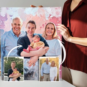 Portrait Painting From Photo, Drawing Family Portrait From Merging Multiple Photos, Anniversary Gift for Parents, Loss of Loved Ones Gifts image 4