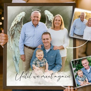 Añadir persona a la foto para un regalo conmemorativo: retrato familiar personalizado en acuarela a partir de diferentes fotos - Pintura conmemorativa de la pérdida del padre