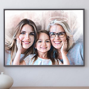 Retrato personalizado de generaciones familiares pintado al óleo a partir de fotos