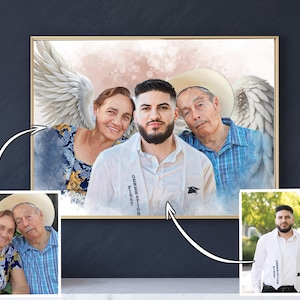 Ritratto personalizzato, unione realistica di diverse foto, aggiunta della persona cara defunta alla foto, ritratto di famiglia da foto, ritratto commemorativo di lei